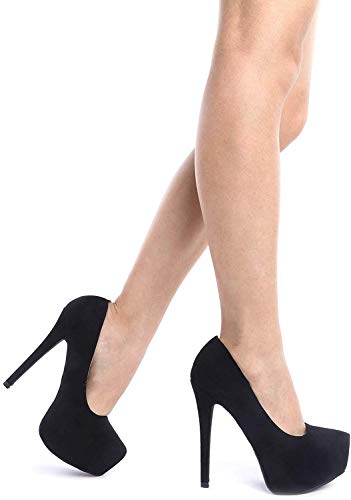 Women's Swan-30 Black Suede High Heel Platform Dress Pump