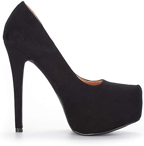 Women's Swan-30 Black Suede High Heel Platform Dress Pump