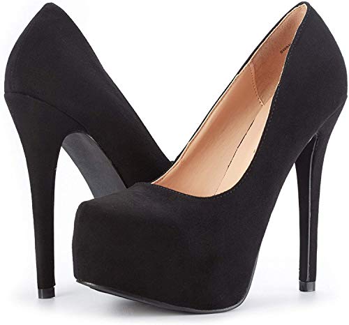 Women's Swan-30 Black Suede High Heel Platform Dress Pump