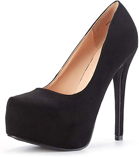 Women's Swan-30 Black Suede High Heel Platform Dress Pump